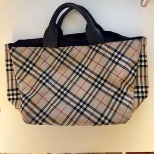 BURBERRY Nova Check Hand Bag Nylon Beige Auth 01110-05 ADT